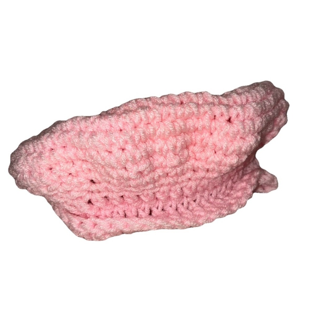 Beanie Hat Women's‎ Pink Crochet Handmade Baret One Size NEW